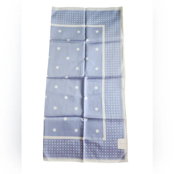 Nina Ricci Light Blue Polka Dot Handkerchief - Picture 4 of 6